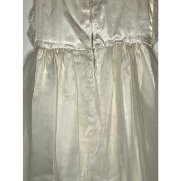 First Communion Dress Girls Size M White Sheer Lined Bows Peals Lace Satin Trim - Picture 6 of 16